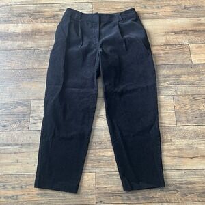 Top Shop Women's Black Ribbed Corduroy Straight Leg Pants Size 8
